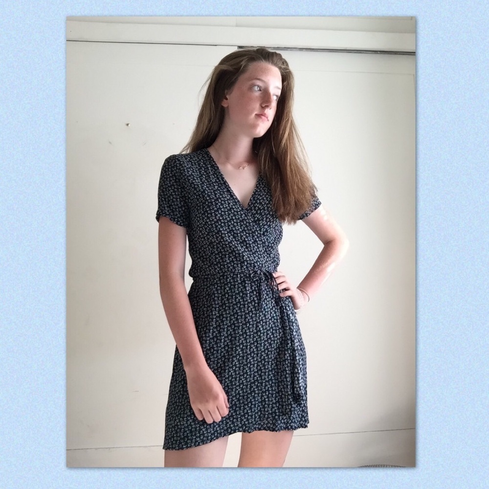 Subtle floral wrap dress